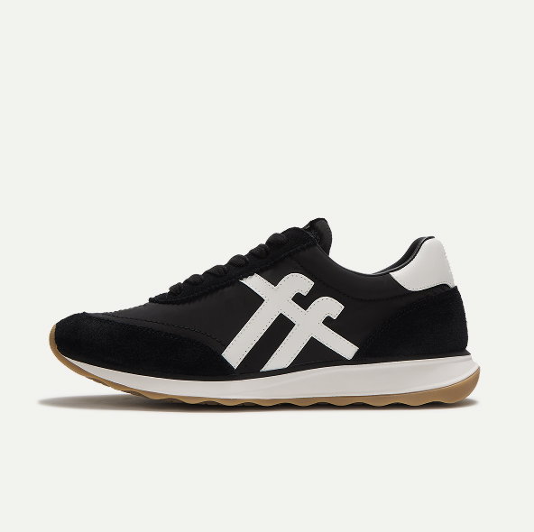 RETRO-Q Fabric/Suede Trainers - Black
