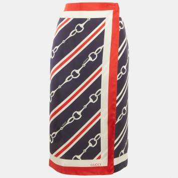 Blue/Red Horsebit Print Silk P