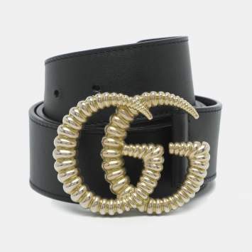 Black Leather Torchon Double G