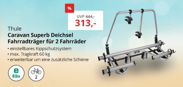 Thule Caravan Superb Standard Deichsel Fahrradträger für 2 Fahrräder