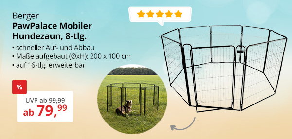 Berger PawPalace Mobiler Hundezaun 8-tlg. 6,3 m