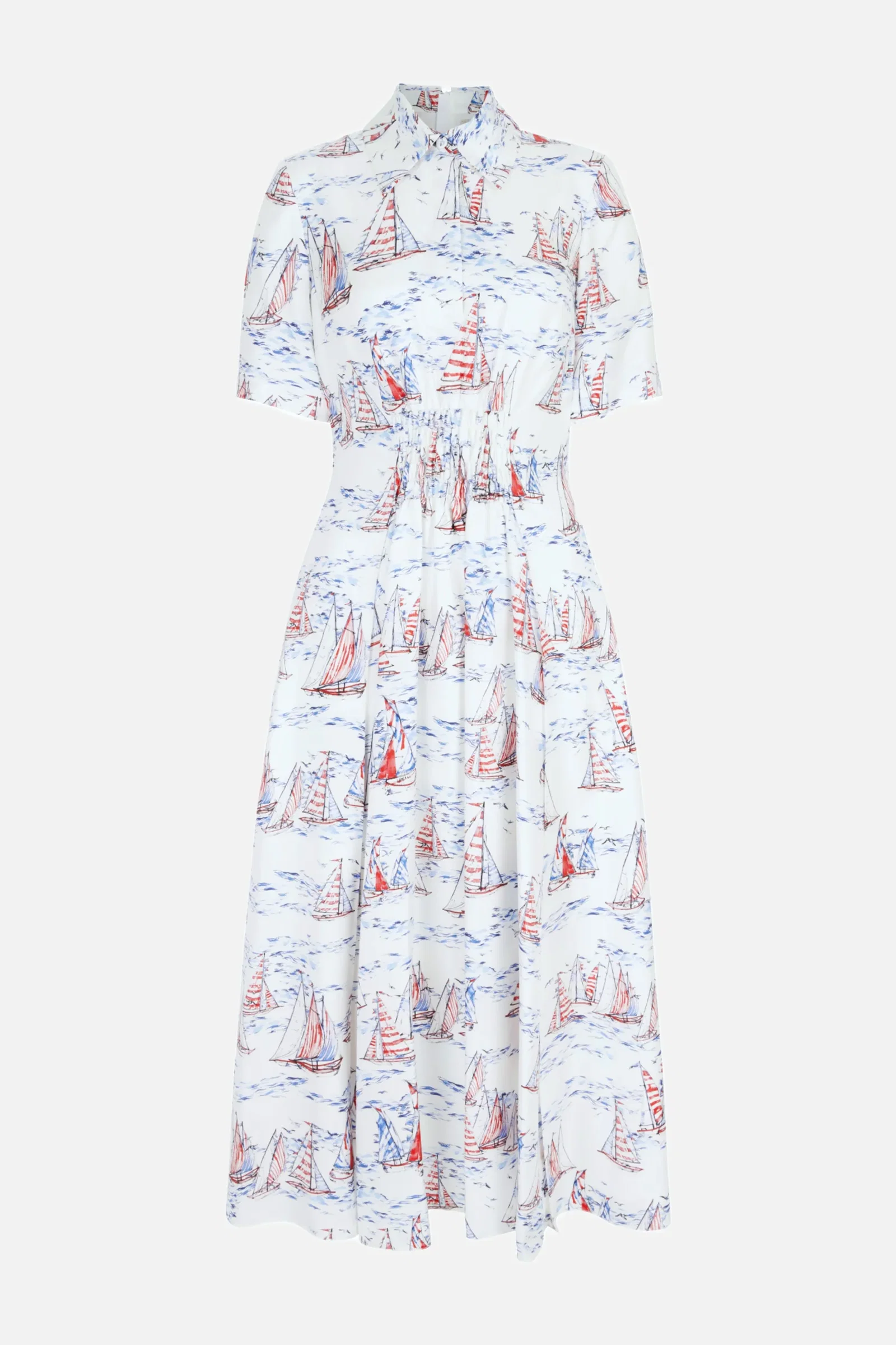 Image of Khloe Dress in Boat Print Silk Twill