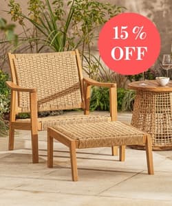Stanley lounge chair, footstool and table