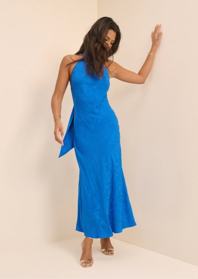 Cobalt Blue Jacquard Fifi Maxi Dress