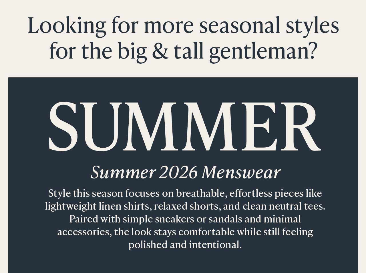 Shop new arrivals at Westport Big & Tall.