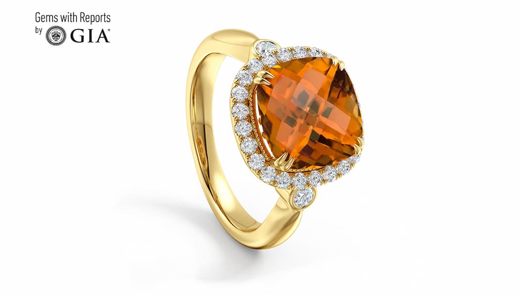 Cushion Orange Zircon Ring