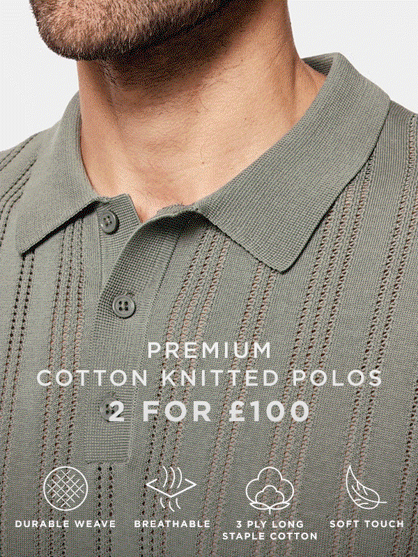 Premium cotton knitted polos 2 for £100