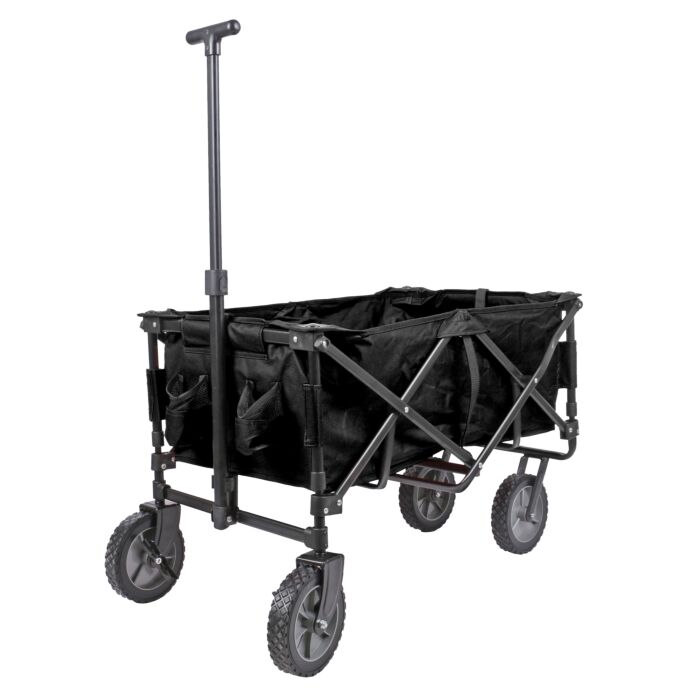 Faltbarer Bollerwagen mit Deichsel , schwarz