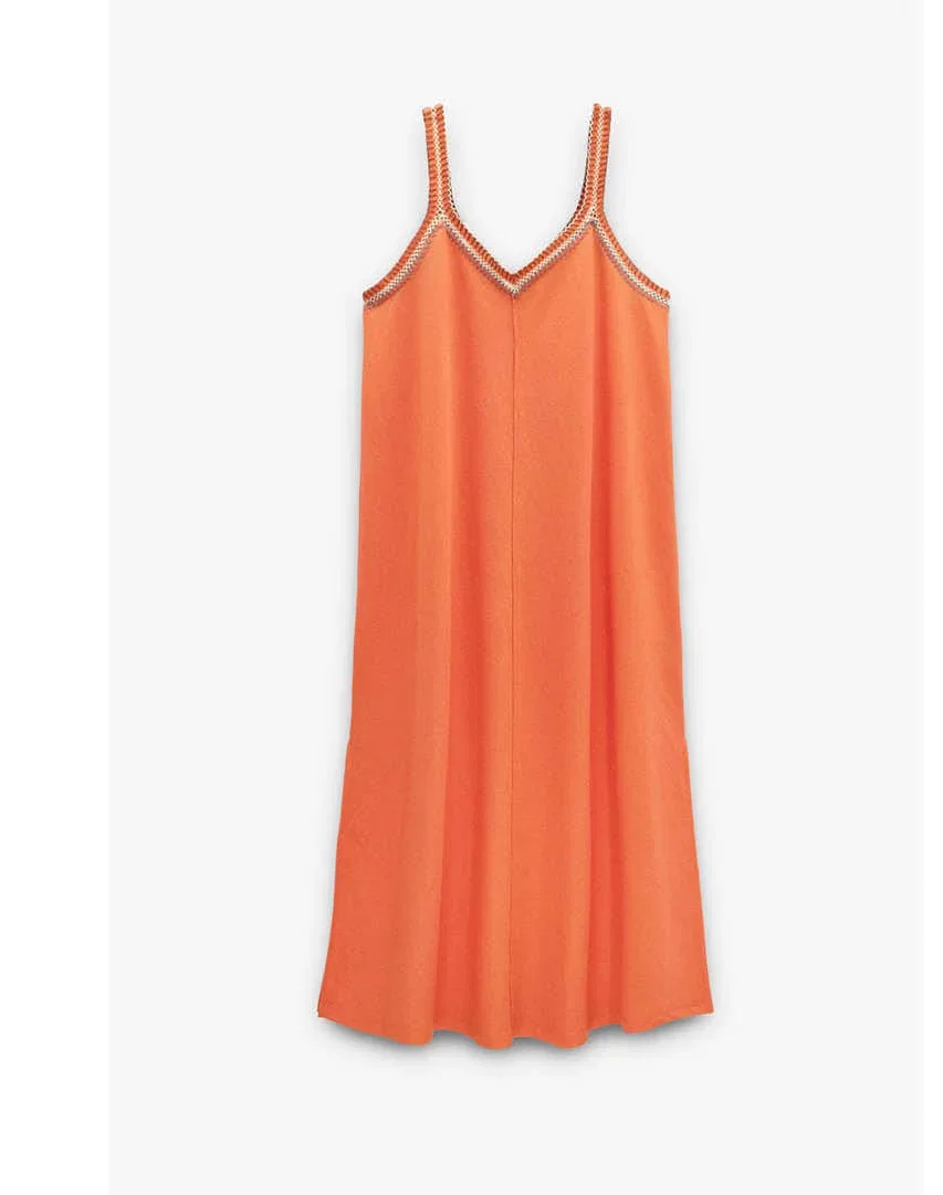 Plain midi dress with straps