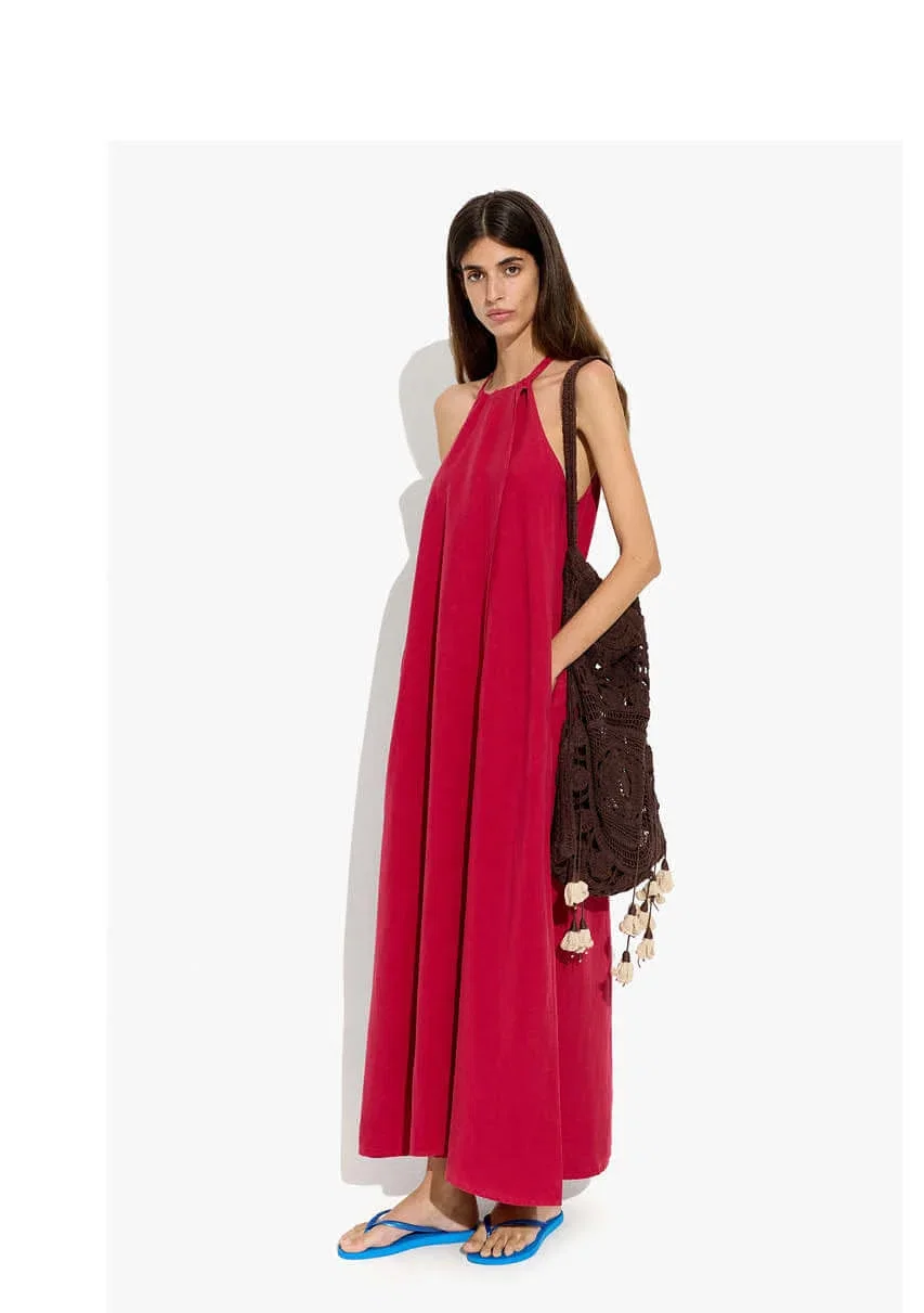 Plain halter dress with pockets