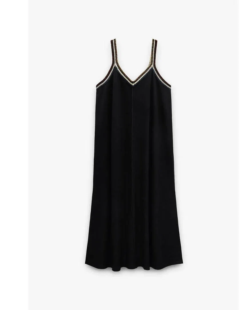 Plain midi dress with straps