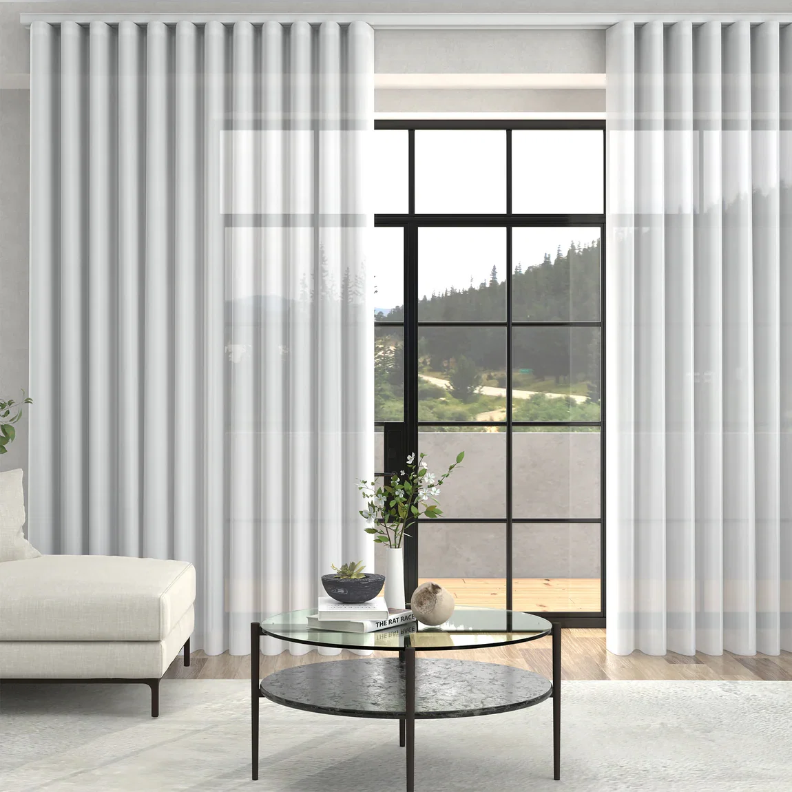 Giselle Voile Wave Curtain + FREE Track