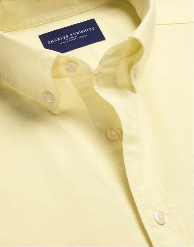 Vorgewaschenes Stretch-Oxfordhemd mit Button-down-Kragen - Zitronengelb