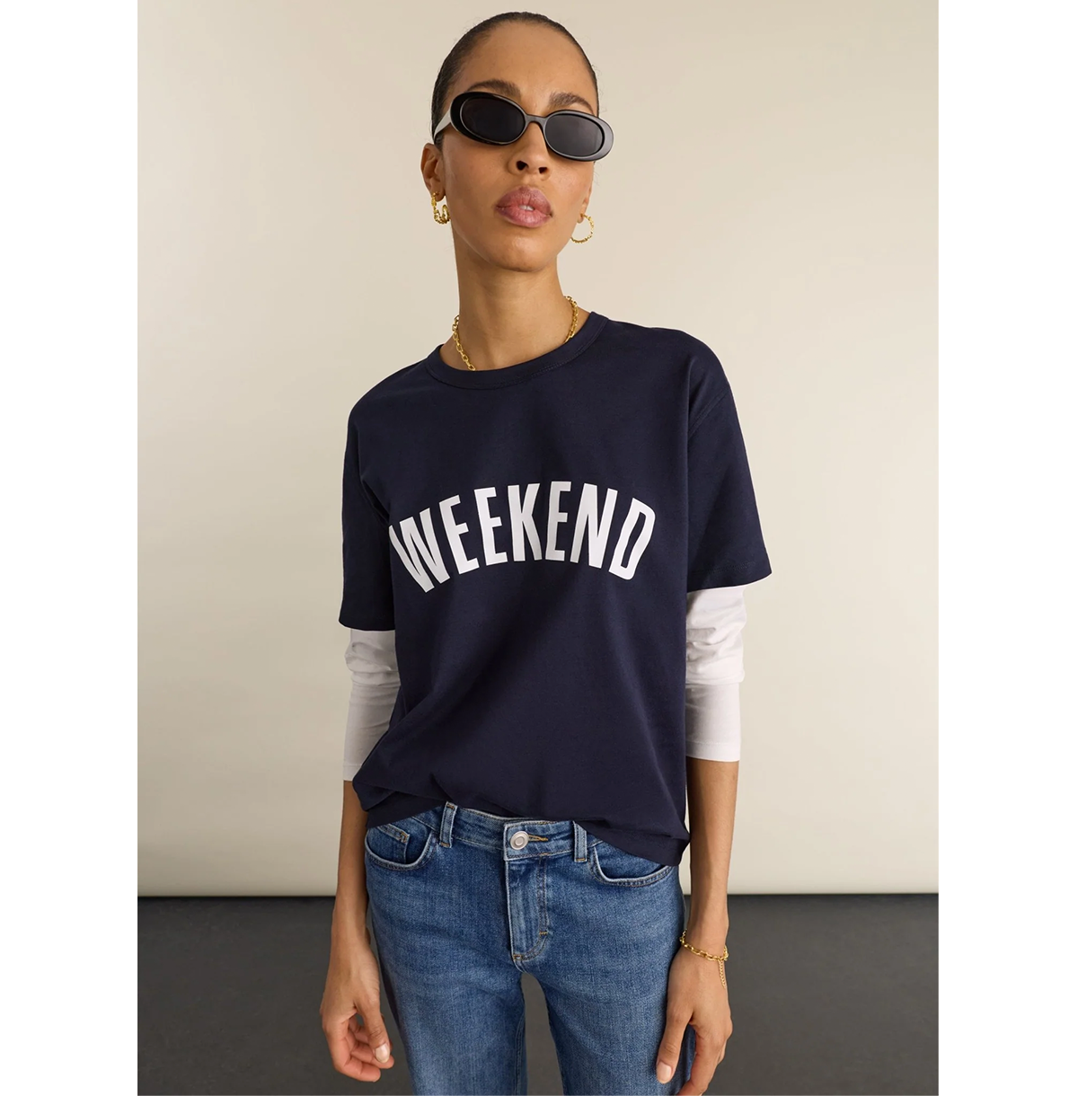Shay Layered-Look Slogan T-shirt 
