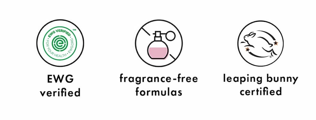 EWG verified | fragrance-free formulas | leaping bunny certified 