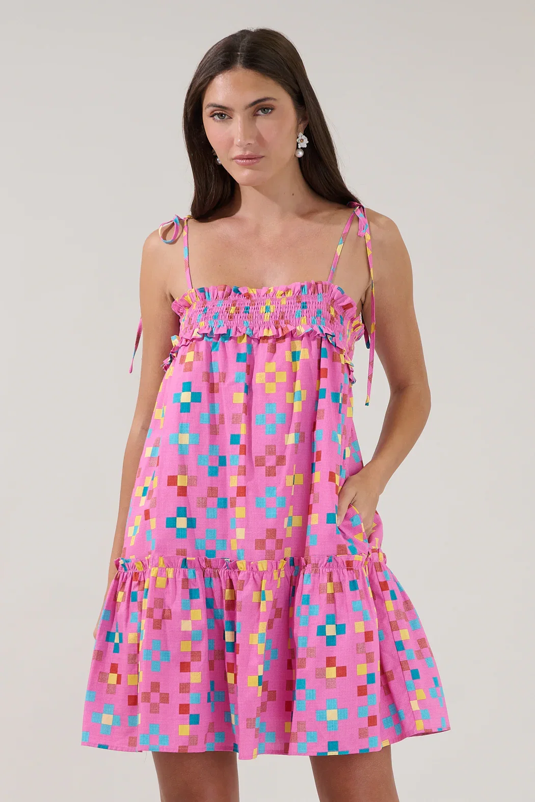 Image of Ivonia Ruffle Mini Dress Pixel