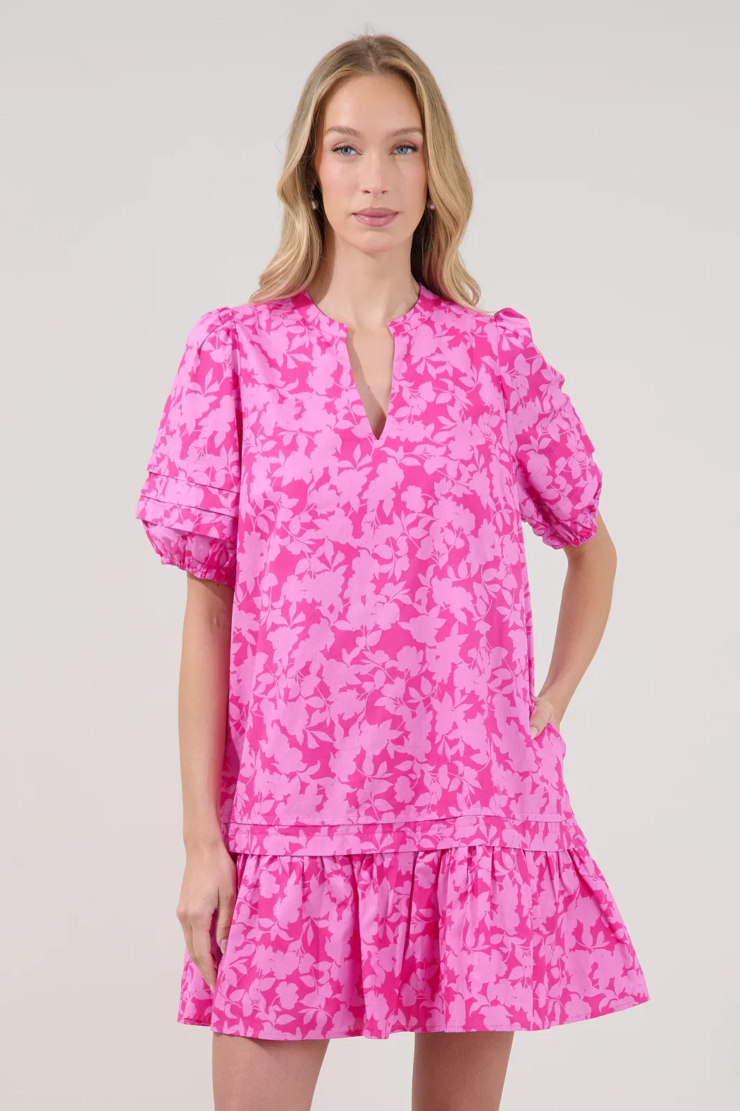 Image of Reani Shift Mini Dress Petunia