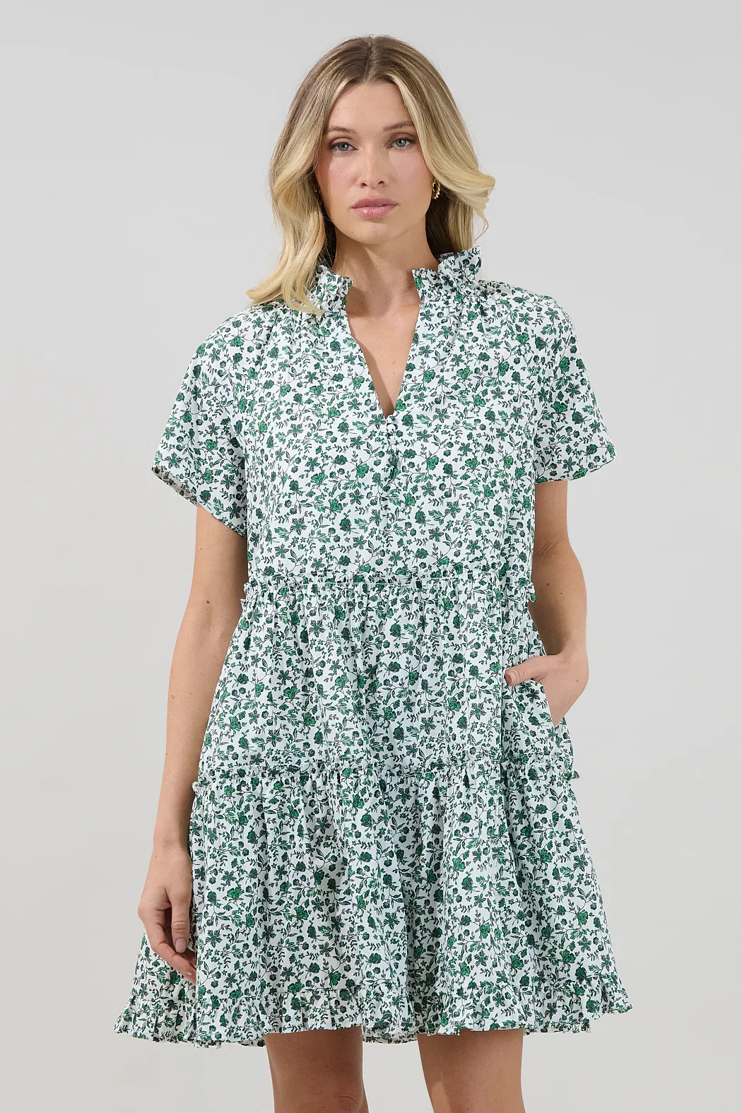 Image of Pallas Poplin Tiered Mini Dress Floral