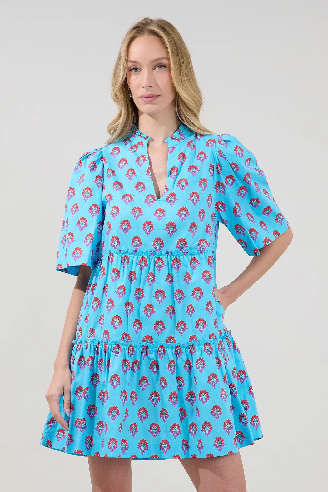 Image of Dixie Split Neck Shift Dress Floral