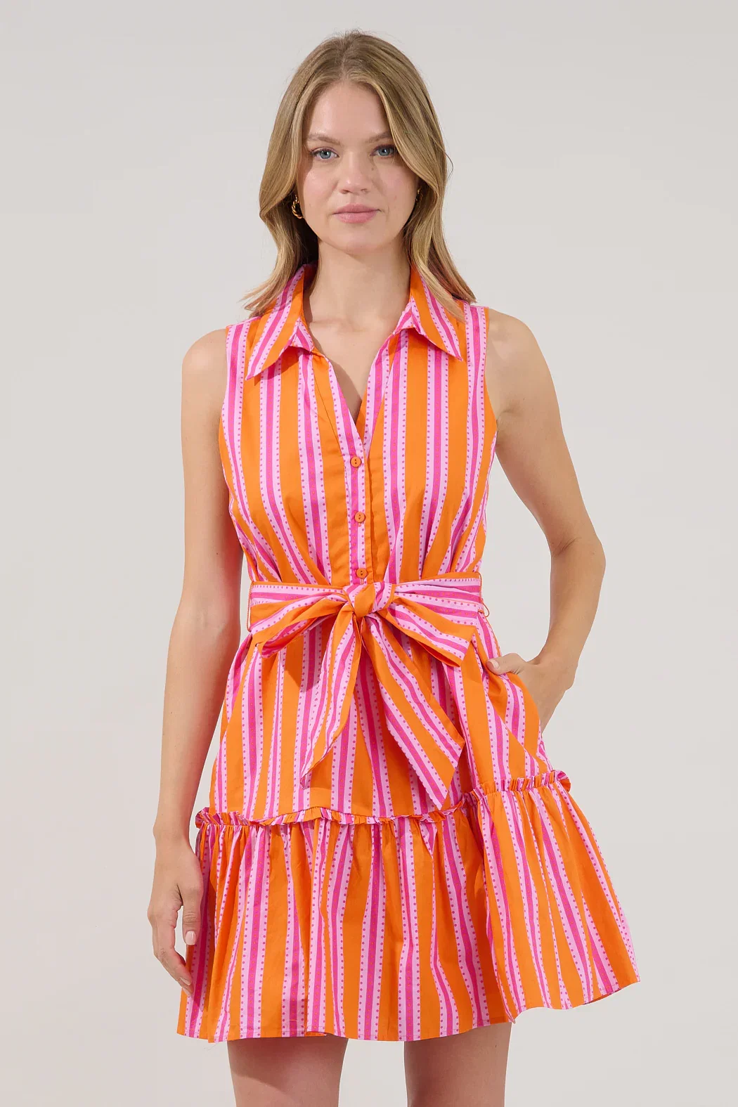 Image of Zady Sleeveless Mini Dress Candy Stripe