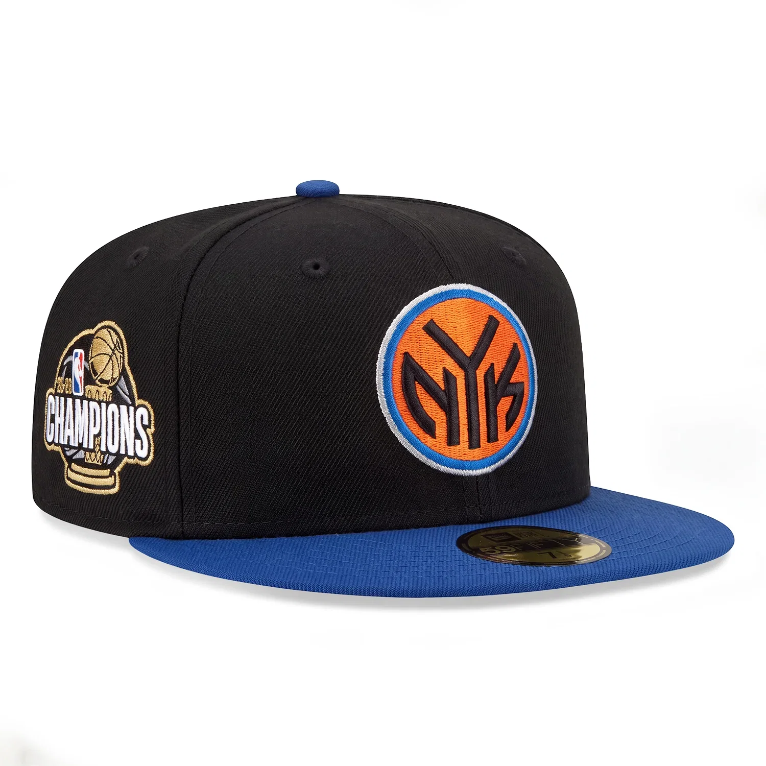 Image of Pre-Order New Era 59Fifty New York Knicks 2026 NBA Champions Patch Token Hat - Black, Royal