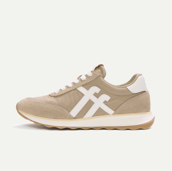 RETRO-Q Fabric/Suede Trainers - Urban White Mix