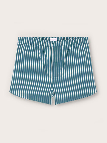 Men's Modern Fit Boxers in Teal and White Stripe