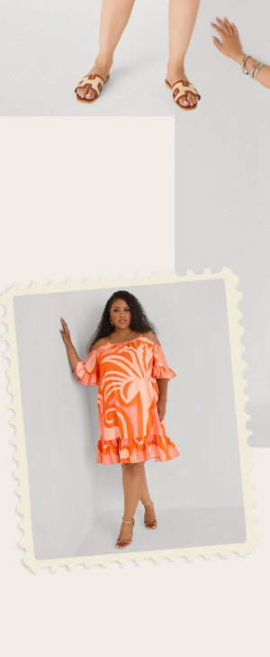 Cold Shoulder Tropical Print Dress