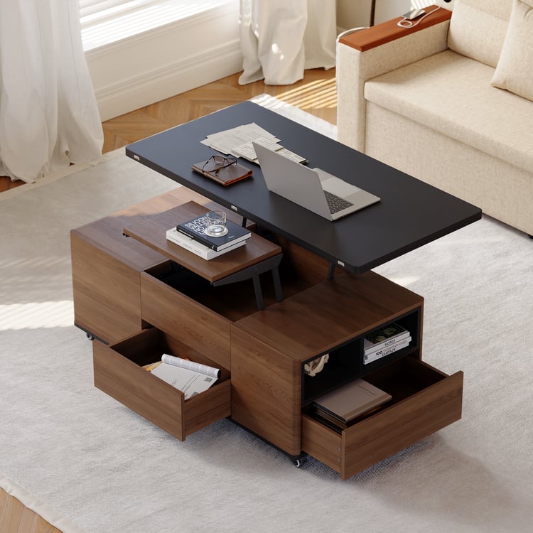 47" Lift-Top Extendable Coffee Table with Drawers & Cabinet