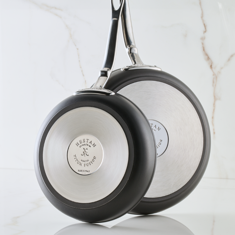 IMG: TITUM Fusion skillets on marble countertop