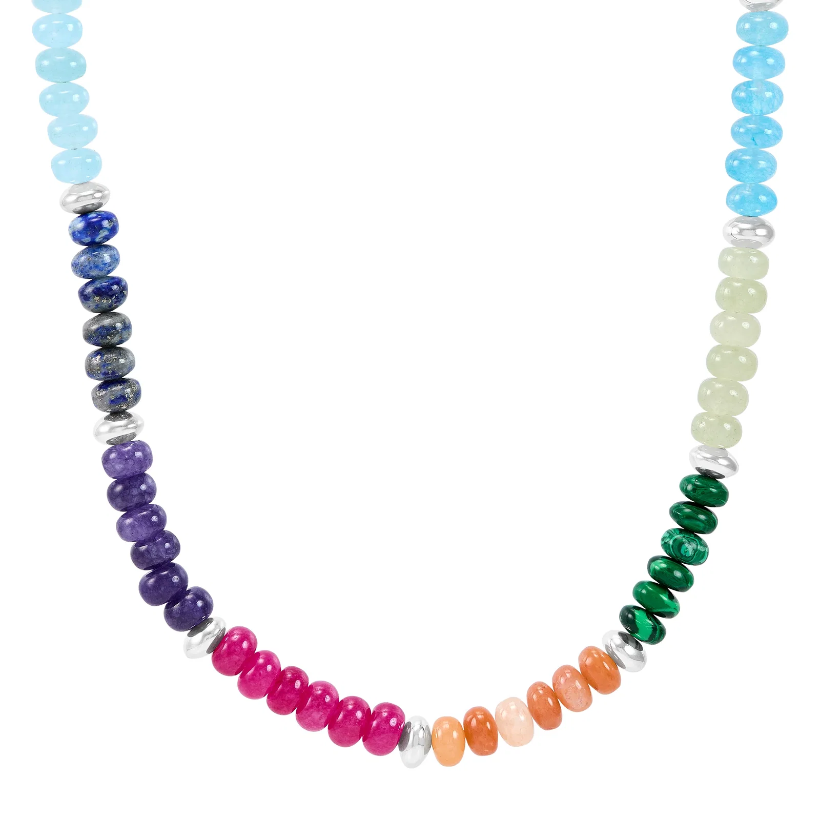 Colored In Beaded Necklace, Mixed Stones (6mm)