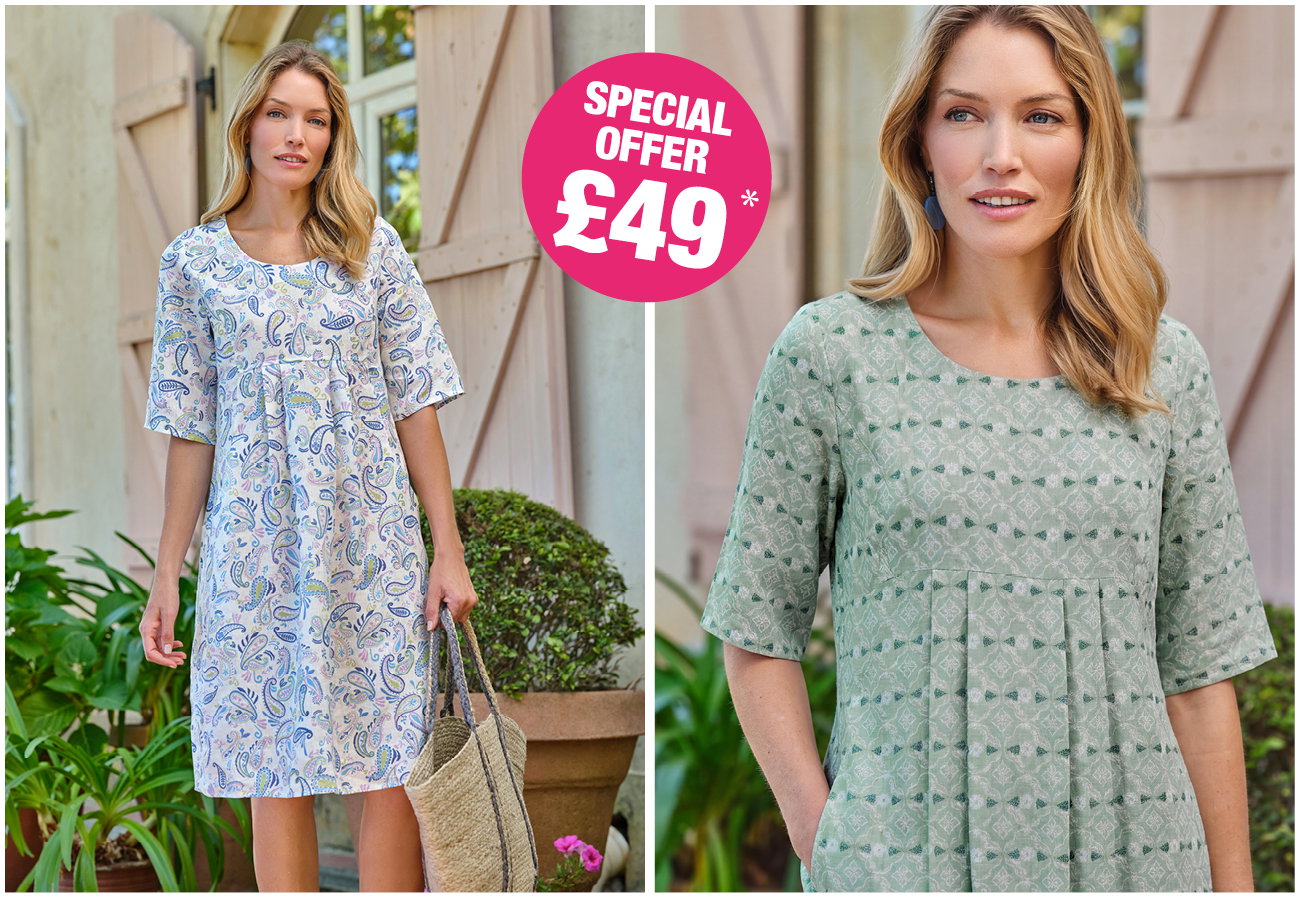 Womens Linen Pocket Tunic Dress