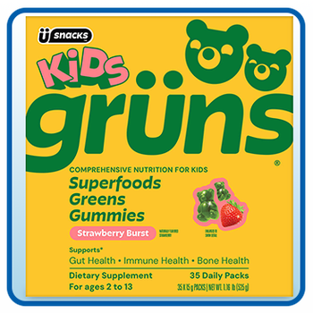 Kids Grüns Superfood Greens Strawberry Burst Flavored Gummies, 35 Daily Packs