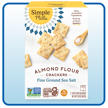Simple Mills Almond Flour Sea Salt Crackers, 10 oz, 2-Count