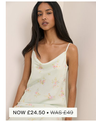 Mint Blue Floral Cowl Neck Satin Top