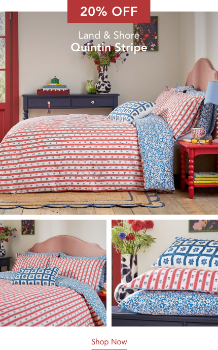 20% Off Land & Shore Quintin Stripe Bedding in Blue/Red