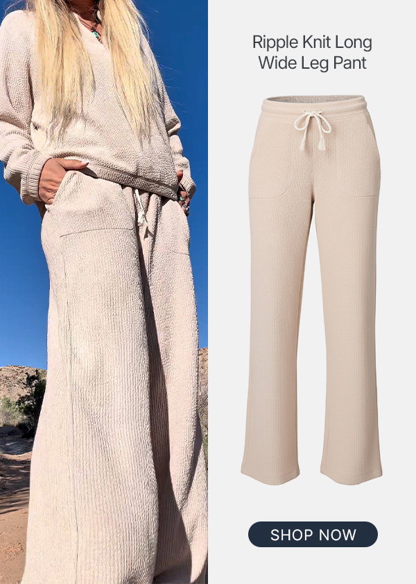 women's ripple knit long wide leg pant