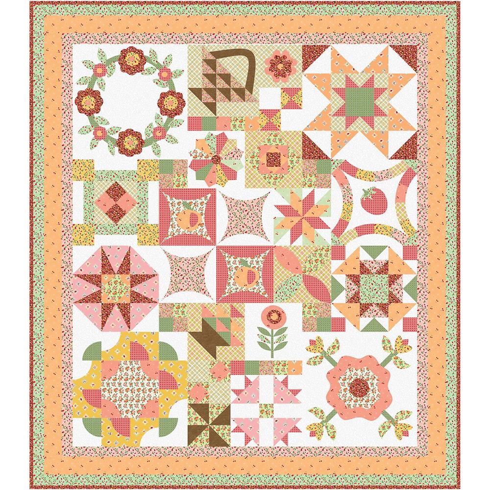 Image of Peachy Cream Sampler - Prairie Quilting - Peaches & Cream by Kari Mathews - Benartex - Block of the Month