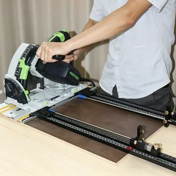 ENJOYWOOD Track Saw Parallel Guide System 0-147.9cm Scale Range with Micro Adjustable Flip Stop and Zero Calibration Repeatable Cuts Compatible with Makita / Festool / Milwaukee Guide Rail