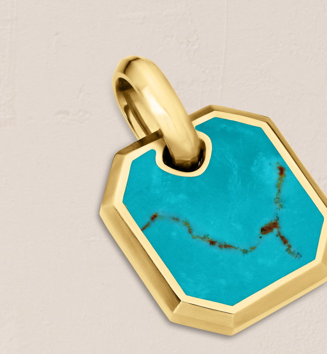 Octagonal Amulet18K Yellow Gold with Turquoise, 15mm