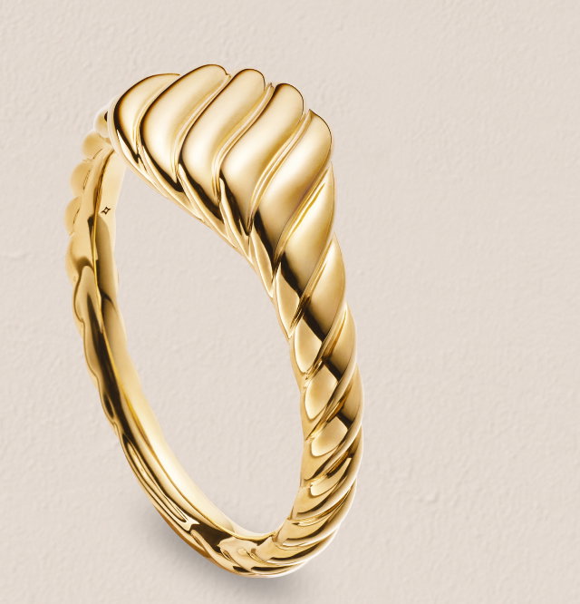 Sculpted Cable Micro Pinky Ring18K Yellow Gold, 7mm