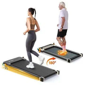 [EU Direct] Akluer 520A-A Double-Sided Treadmill with Shiatsu Foot Massager, 180° Flippable Walking Pad with 5% Incline, 1-6 km/h Quiet Desk Under Treadmill for Home Office, 150kg Capacity
