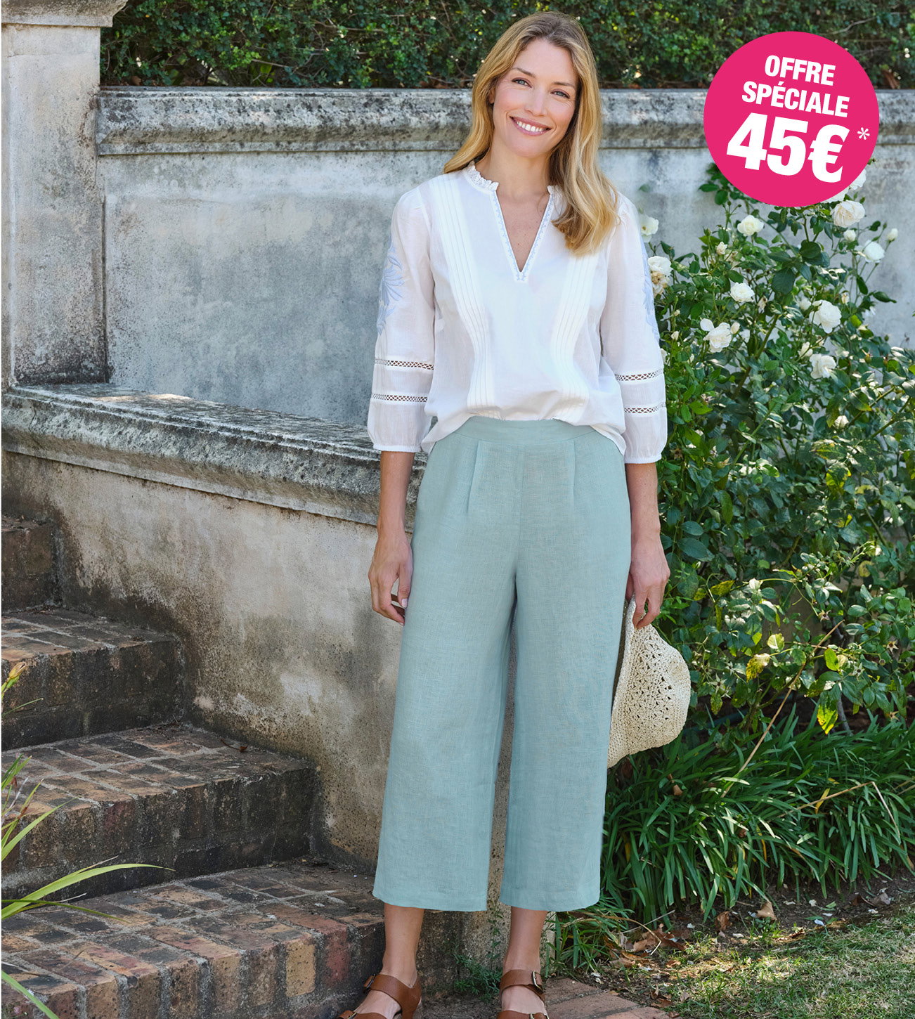 Culotte en lin à dos élastique