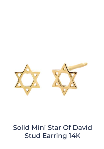 Solid Mini Star Of David Stud Earring 14K