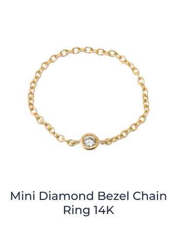 Mini Diamond Bezel Chain Ring 14K
