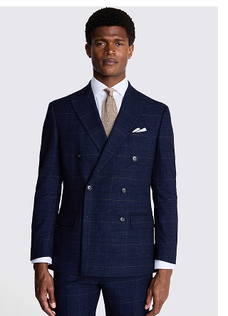Tailored Fit Navy Black Check Jacket