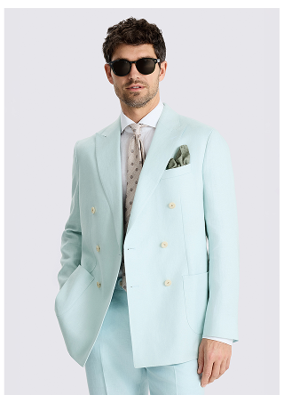 Tailored Fit Aqua Linen Suit