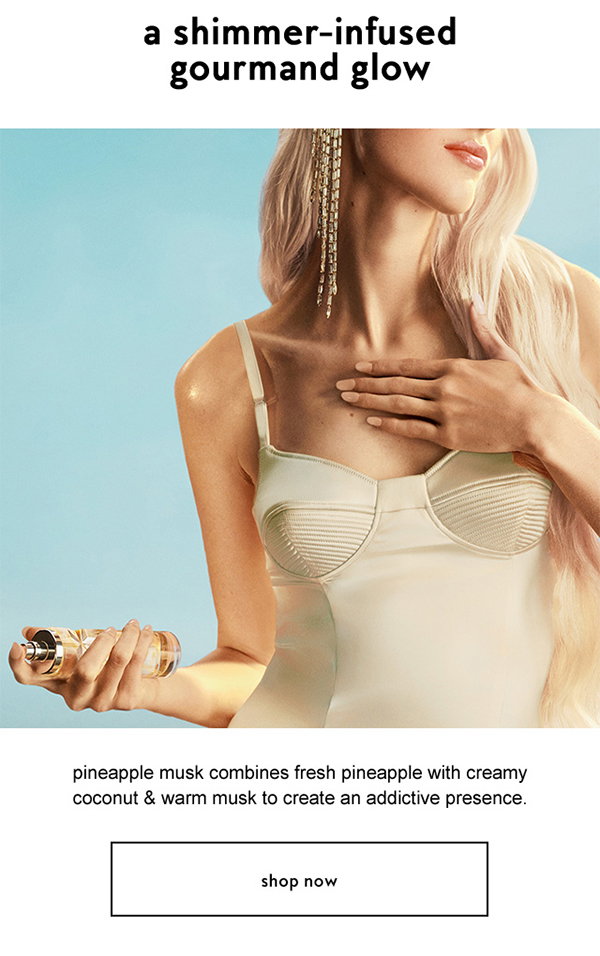 a shimmer-infused gourmand glow