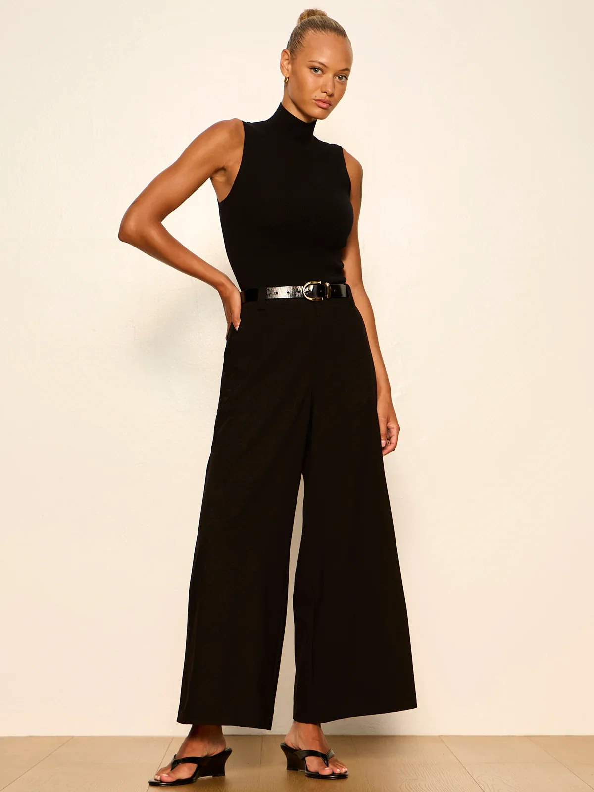 Image of Reese Wide Leg Trouser Black
