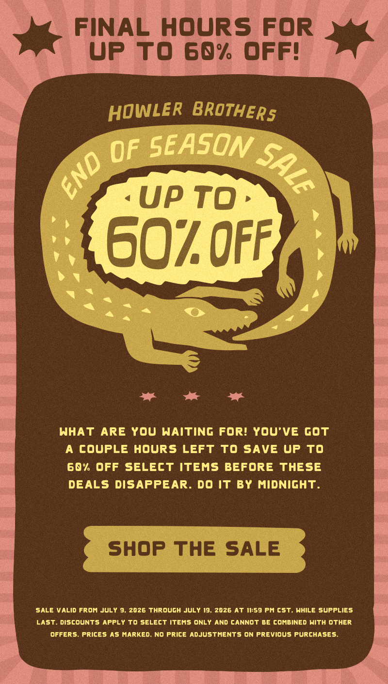 What are you waiting for! You’ve got a couple hours left to save up to 60% off select items before these deals disappear. Do it by midnight. 